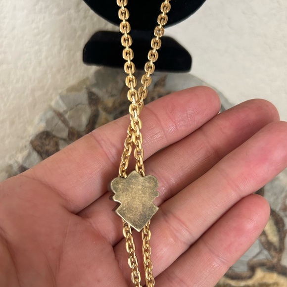 Sterling Silver with Amethyst gem on gold chain lanyard - Picture 7 of 11